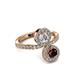3 - Kevia Red Garnet and Diamond with Side Diamonds Bypass Ring 