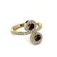 3 - Kevia Red Garnet with Side Diamonds Bypass Ring 