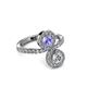 3 - Kevia Diamond and Tanzanite with Side Diamonds Bypass Ring 