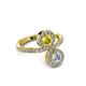 3 - Kevia Yellow and White Diamond with Side Diamonds Bypass Ring 