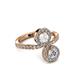 3 - Kevia Diamond and White Sapphire with Side Diamonds Bypass Ring 
