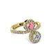 3 - Kevia Diamond and Pink Tourmaline with Side Diamonds Bypass Ring 