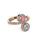 3 - Kevia Diamond and Pink Tourmaline with Side Diamonds Bypass Ring 