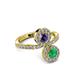3 - Kevia Emerald and Iolite with Side Diamonds Bypass Ring 