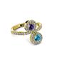 3 - Kevia London Blue Topaz and Iolite with Side Diamonds Bypass Ring 