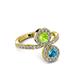 3 - Kevia London Blue Topaz and Peridot with Side Diamonds Bypass Ring 