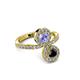 3 - Kevia Black Diamond and Tanzanite with Side Diamonds Bypass Ring 
