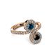 3 - Kevia Black and Blue Diamond with Side Diamonds Bypass Ring 