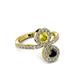 3 - Kevia Black and Yellow Diamond with Side Diamonds Bypass Ring 
