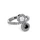 3 - Kevia Black Diamond and White Sapphire with Side Diamonds Bypass Ring 