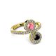 3 - Kevia Black Diamond and Pink Tourmaline with Side Diamonds Bypass Ring 