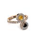 3 - Kevia Black Diamond and Citrine with Side Diamonds Bypass Ring 