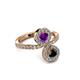 3 - Kevia Black Diamond and Amethyst with Side Diamonds Bypass Ring 