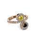 3 - Kevia Black Diamond and Yellow Sapphire with Side Diamonds Bypass Ring 