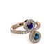 3 - Kevia Blue Diamond and Blue Sapphire with Side Diamonds Bypass Ring 