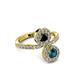 3 - Kevia Blue and Black Diamond with Side Diamonds Bypass Ring 