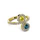 3 - Kevia Blue and Yellow Diamond with Side Diamonds Bypass Ring 