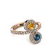 3 - Kevia Blue Diamond and Citrine with Side Diamonds Bypass Ring 