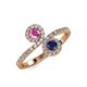 4 - Kevia Pink and Blue Sapphire with Side Diamonds Bypass Ring 