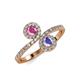 4 - Kevia Pink Sapphire and Tanzanite with Side Diamonds Bypass Ring 