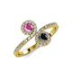 4 - Kevia Pink Sapphire and Black Diamond with Side Diamonds Bypass Ring 