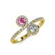 4 - Kevia Pink Sapphire and Diamond with Side Diamonds Bypass Ring 