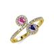 4 - Kevia Pink Sapphire and Iolite with Side Diamonds Bypass Ring 