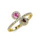 4 - Kevia Pink Sapphire and Smoky Quartz with Side Diamonds Bypass Ring 