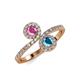 4 - Kevia Pink Sapphire and London Blue Topaz with Side Diamonds Bypass Ring 