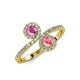 4 - Kevia Pink Sapphire and Pink Tourmaline with Side Diamonds Bypass Ring 