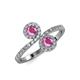 4 - Kevia Pink Sapphire with Side Diamonds Bypass Ring 