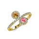4 - Kevia Citrine and Pink Tourmaline with Side Diamonds Bypass Ring 