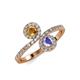 4 - Kevia Citrine and Tanzanite with Side Diamonds Bypass Ring 