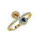 4 - Kevia Citrine and Blue Diamond with Side Diamonds Bypass Ring 