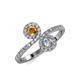 4 - Kevia Citrine and Diamond with Side Diamonds Bypass Ring 