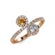 4 - Kevia Citrine and Diamond with Side Diamonds Bypass Ring 