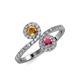 4 - Kevia Citrine and Rhodolite Garnet with Side Diamonds Bypass Ring 