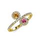 4 - Kevia Citrine and Rhodolite Garnet with Side Diamonds Bypass Ring 