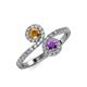 4 - Kevia Citrine and Amethyst with Side Diamonds Bypass Ring 