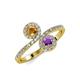 4 - Kevia Citrine and Amethyst with Side Diamonds Bypass Ring 