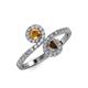 4 - Kevia Citrine and Smoky Quartz with Side Diamonds Bypass Ring 