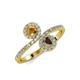4 - Kevia Citrine and Smoky Quartz with Side Diamonds Bypass Ring 