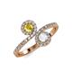 4 - Kevia Yellow and White Sapphire with Side Diamonds Bypass Ring 