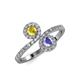 4 - Kevia Yellow Sapphire and Tanzanite with Side Diamonds Bypass Ring 