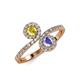 4 - Kevia Yellow Sapphire and Tanzanite with Side Diamonds Bypass Ring 