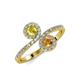 4 - Kevia Yellow Sapphire and Citrine with Side Diamonds Bypass Ring 