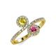 4 - Kevia Yellow Sapphire and Rhodolite Garnet with Side Diamonds Bypass Ring 