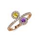 4 - Kevia Yellow Sapphire and Amethyst with Side Diamonds Bypass Ring 