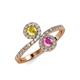 4 - Kevia Yellow and Pink Sapphire with Side Diamonds Bypass Ring 
