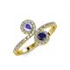 4 - Kevia Tanzanite and Blue Sapphire with Side Diamonds Bypass Ring 